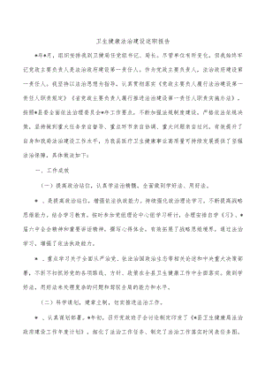 卫生健康法治建设述职报告.docx