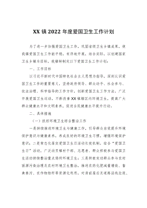 XX镇2022年度爱国卫生工作计划.docx