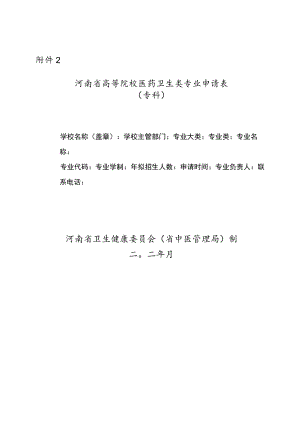 河南省高等院校医药卫生类专业申请表（专科）.docx