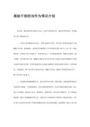 激励干部担当作为情况介绍.docx