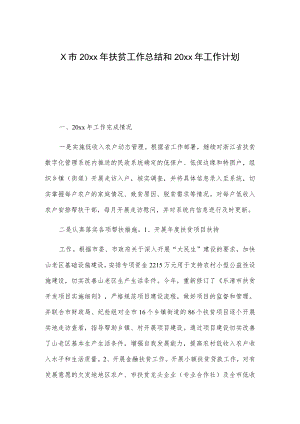 X市20xx年扶贫工作总结和20xx年工作计划.docx