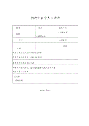 招收士官个人申请表（2011年）.docx