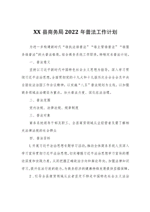 XX县商务局2022年普法工作计划.docx