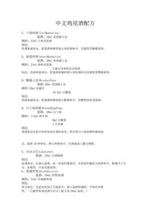 中文鸡尾酒配方.docx