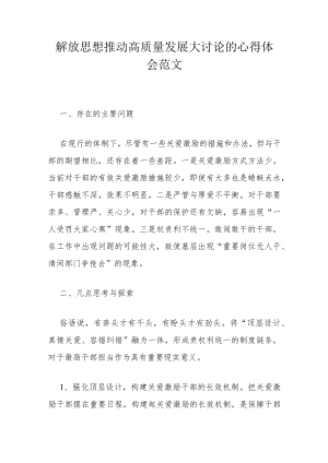 解放思想推动高质量发展大讨论的心得体会范文.docx