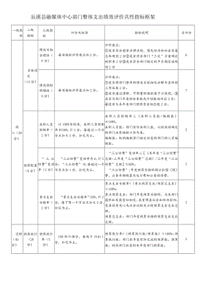 辰溪县融媒体中心部门整体支出绩效评价共性指标框架.docx