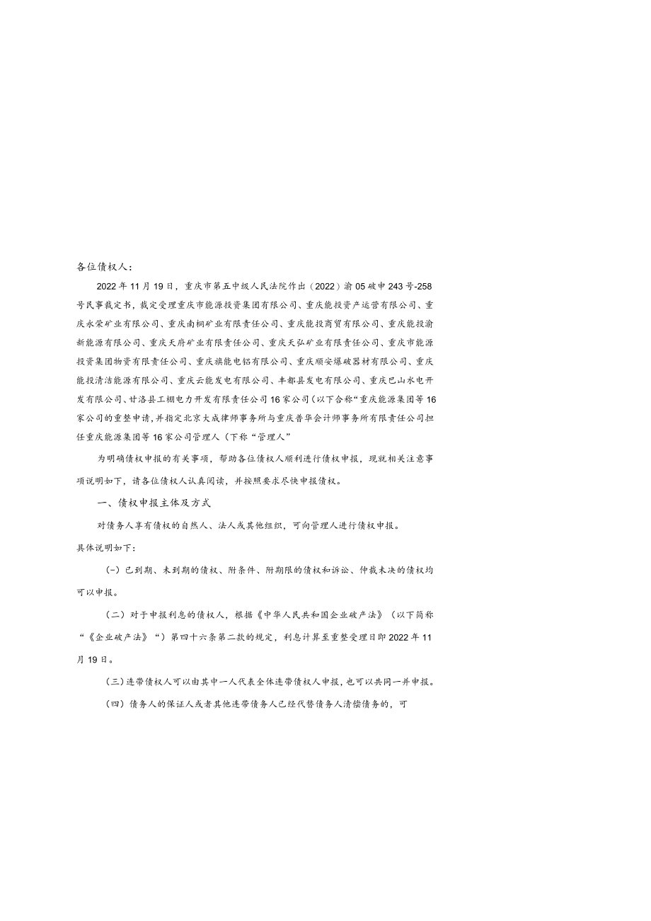 重庆市能源投资集团有限公司等16家公司重整案债权申报指引.docx_第3页