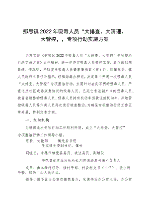 那思镇2022年吸毒人员“大排查、大清理、大管控”专项行动实施方案.docx