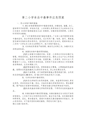 第二小学食品中毒事件应急预案.docx