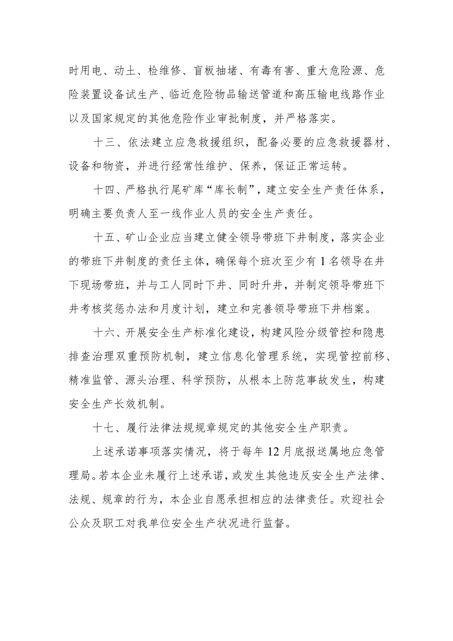 黑龙江省非煤矿山企业落实安全生产主体责任承诺书样式.docx_第3页