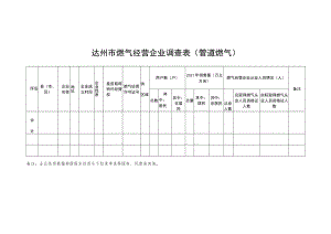 达州市燃气经营企业调查表管道燃气.docx
