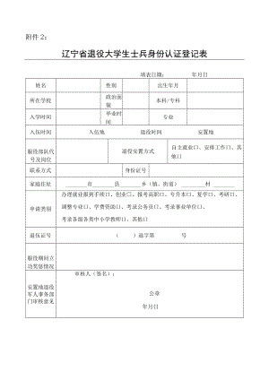 辽宁省退役大学生士兵身份认证登记表.docx