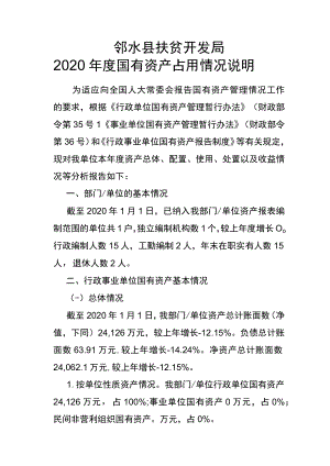 邻水县扶贫开发局2020年度国有资产占用情况说明.docx