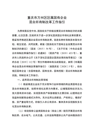重庆市万州区区属国有企业混合所有制改革工作指引.docx