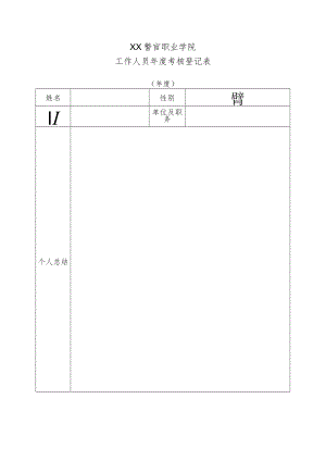 XX警官职业学院工作人员年度考核登记表.docx
