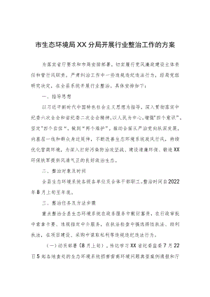 XX市生态环境局XX分局开展行业整治工作的方案.docx