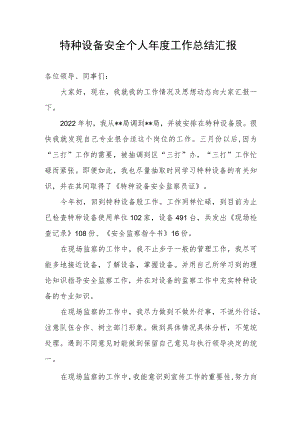特种设备安全个人年度工作总结汇报.docx