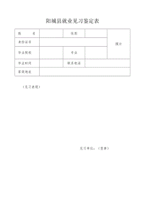 阳城县就业见习鉴定表.docx