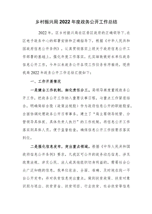 乡村振兴局2022年度政务公开工作总结.docx