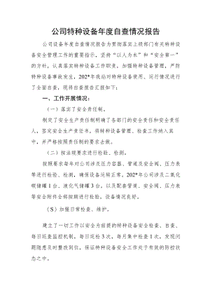 公司特种设备年度自查情况报告.docx