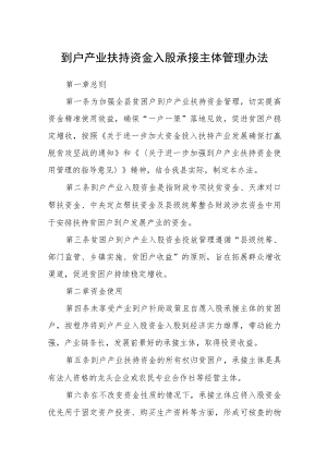 到户产业扶持资金入股承接主体管理办法.docx