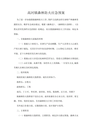高河镇森林防火应急预案.docx