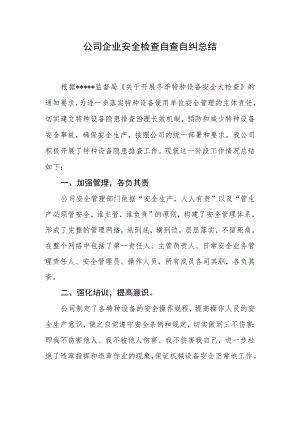 公司企业安全检查自查自纠总结.docx
