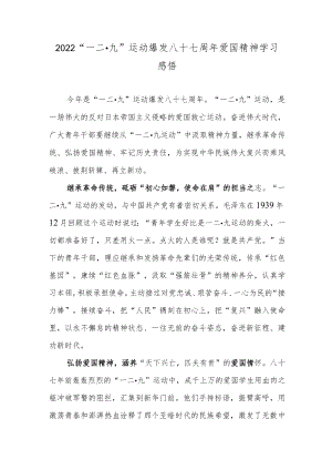 2022“一二·九”运动爆发八十七周年爱国精神学习感悟.docx