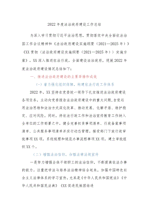 2022年度法治政府建设工作总结.docx