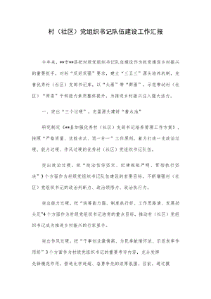 村（社区）党组织书记队伍建设工作汇报.docx