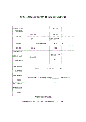 金华市中小学劳动教育示范学校申报表.docx