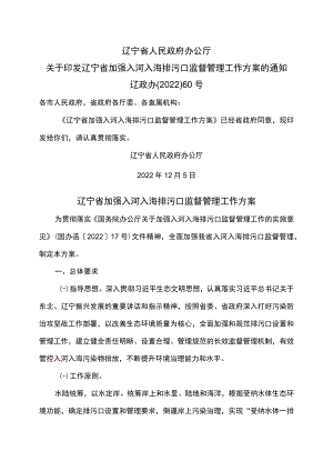 辽宁省加强入河入海排污口监督管理工作方案（2022年）.docx