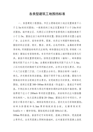 各类型建筑工地围挡标准——文明施工.docx