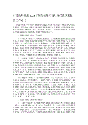 市民政局党组2022年深化推进专项以案促改以案促治工作总结.docx