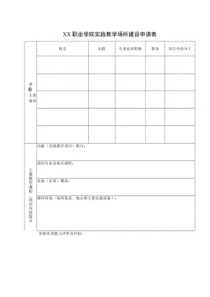 XX职业学院实践教学场所建设申请表.docx