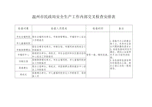 民政局安全生产工作内部交叉检查安排表.docx