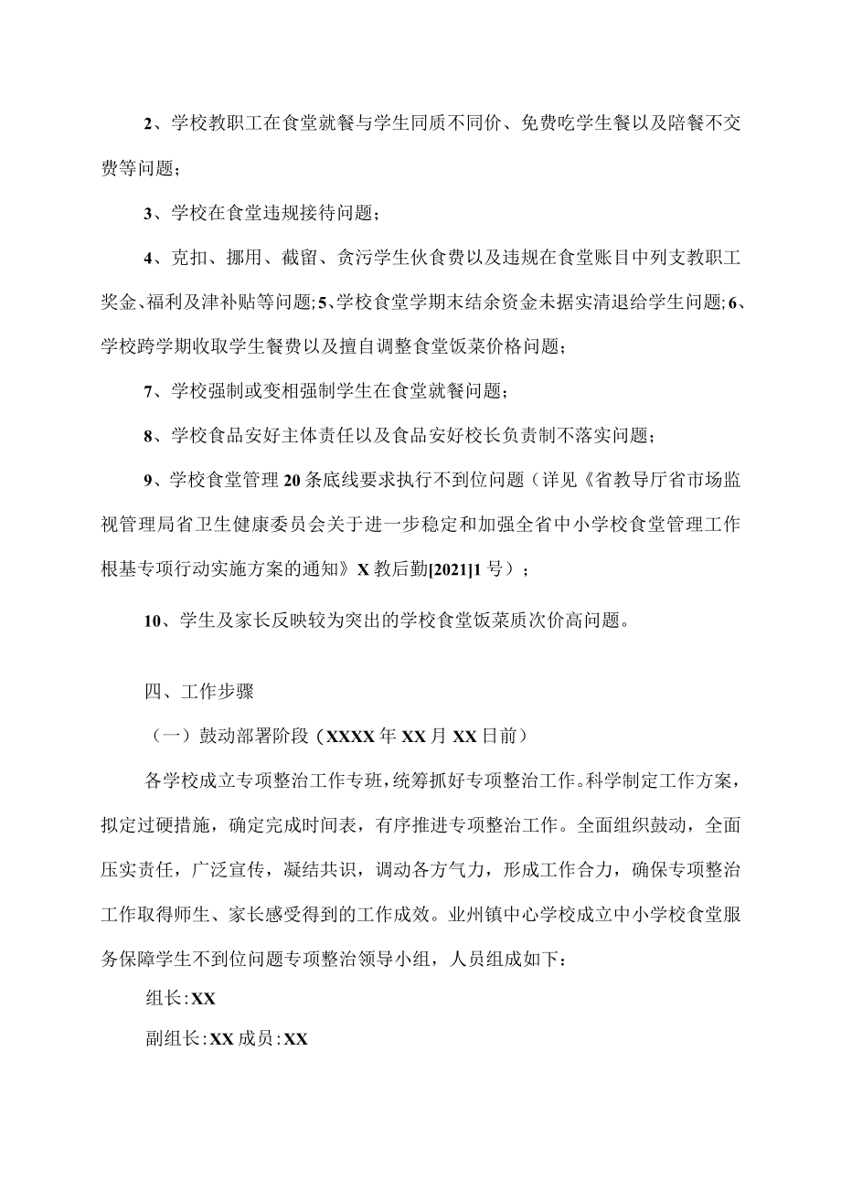 学校食堂服务保障学生不到位问题专项整治工作方案.docx_第2页