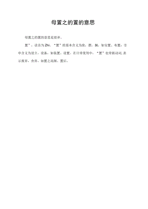 母置之的置的意思.docx