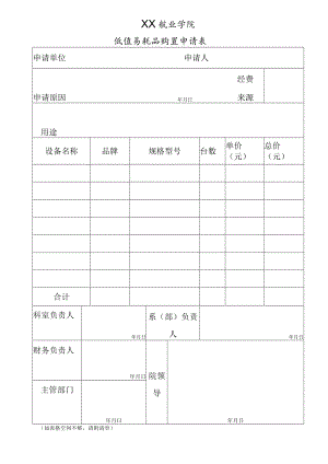 XX职业学院购置低值易耗品申请表.docx