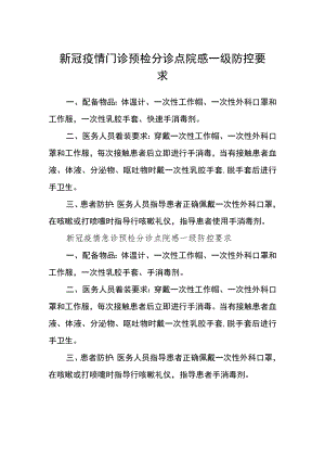 新冠疫情门诊预检分诊点院感一级防控要求.docx