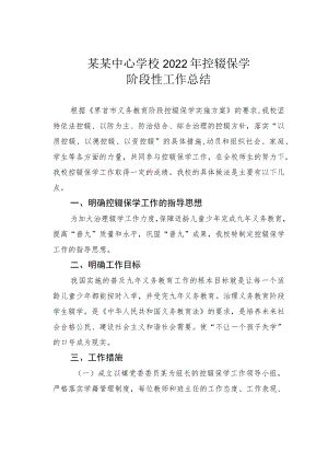 某某中心学校2022年控辍保学阶段性工作总结.docx