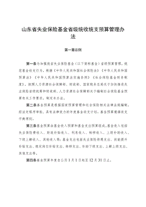山东省失业保险基金省级统收统支预算管理办法.docx