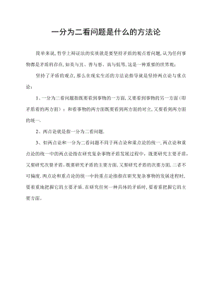 一分为二看问题是什么的方法论.docx
