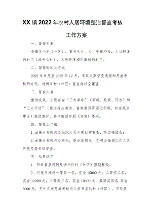 XX镇2022年农村人居环境整治督查考核工作方案.docx