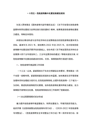 “十四五”危险废物集中处置设施建设规划.docx