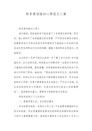 财务策划培训心得范文三篇.docx