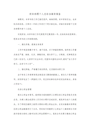 财务助理个人总结3篇供借鉴.docx