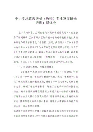中小学思政教研员（教师）专业发展研修培训心得体会.docx