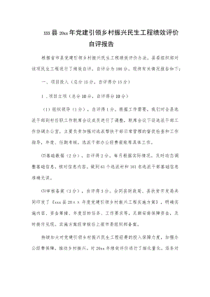 xxx县20xx年党建引领乡村振兴民生工程绩效评价自评报告.docx
