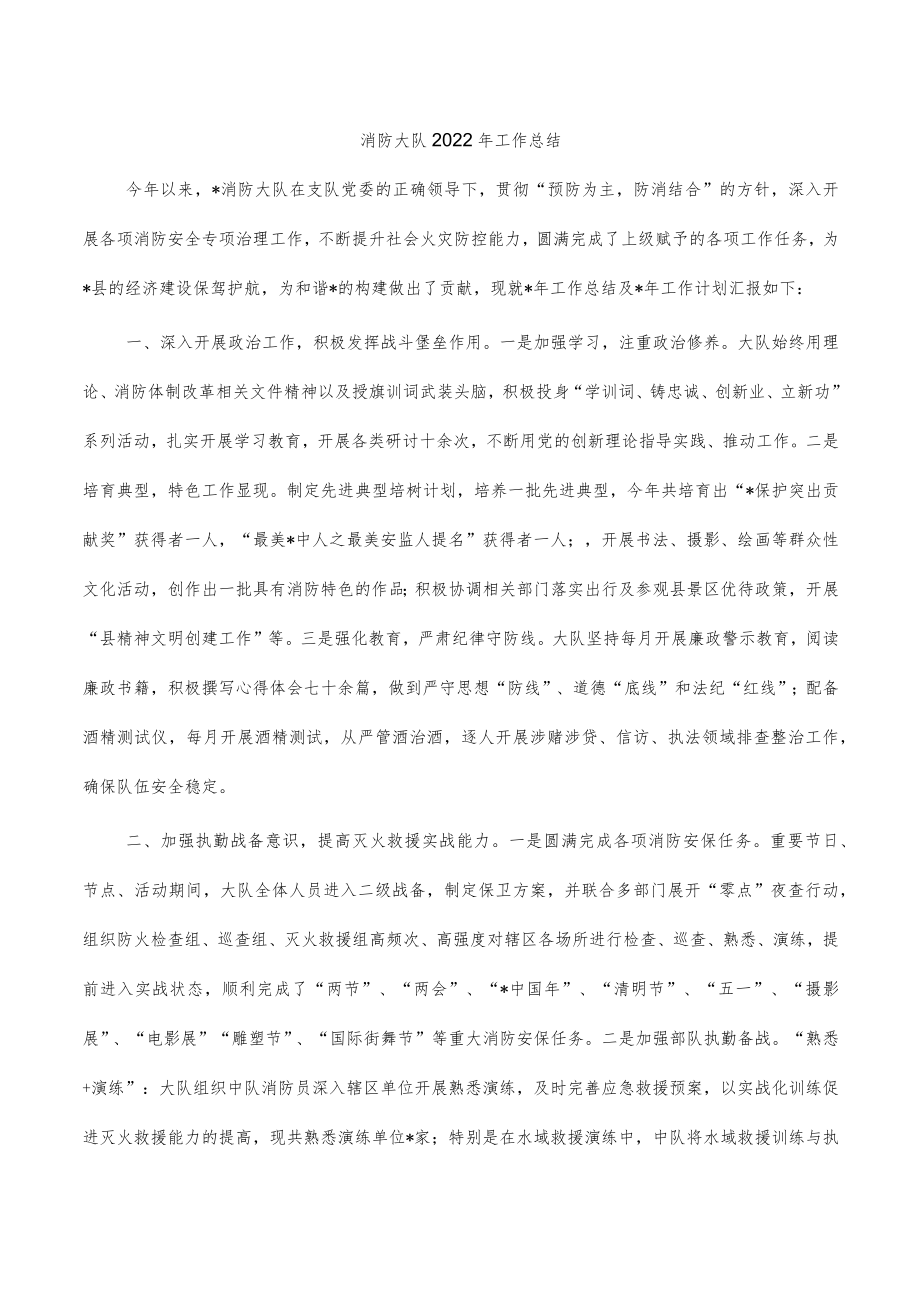 消防大队2022年工作总结.docx_第1页